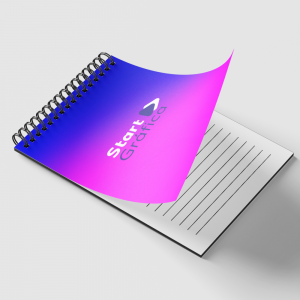 CADERNINHO PERSONALIZADO PROMOCIONAL Capa Papel Couchê 250g 10x15cm Capa - Colorido / Contra Capa - Colorido Laminação: Brilho / Fosco / Holográfica Encadernação Wire-o Miolo 50 Folhas Brancas