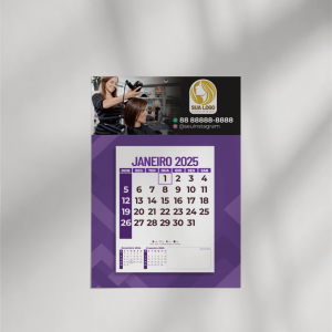 CALENDÁRIO  DE PAREDE FOLHA DESTACÁVEL Papel Couchê 250g 21x29,7cm 4x0 Colorido Frente  Corte Reto 